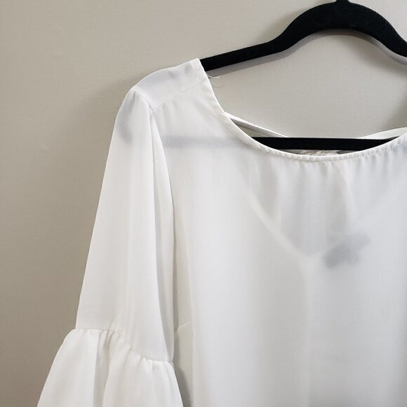 Lilly Morgan * Chiffon Ruffle Sleeve Blouse * Sz S - Picture 3 of 10